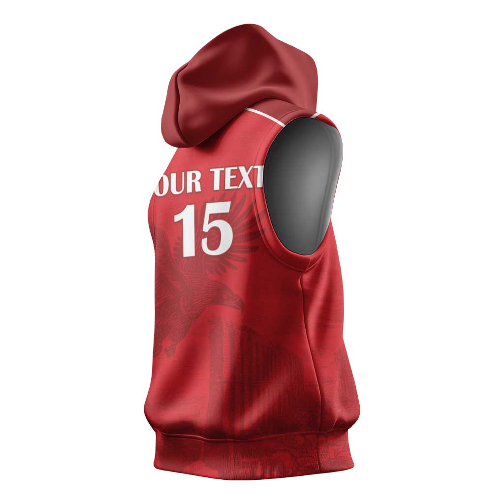 Custom Tunisia Football Sleeveless Hoodie Eagles of Carthage Go Champion - Red Color - African Pride