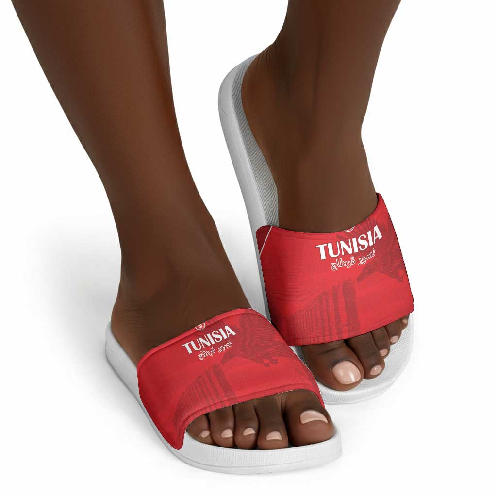 Tunisia Football Slide Sandals Red Eagles of Carthage