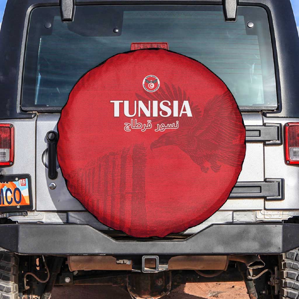 Tunisia Football Spare Tire Cover Eagles of Carthage Go Champion - Red Color - African Pride
