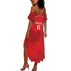 Custom Tunisia Football Summer Maxi Dress Eagles of Carthage Go Champion - Red Color - African Pride