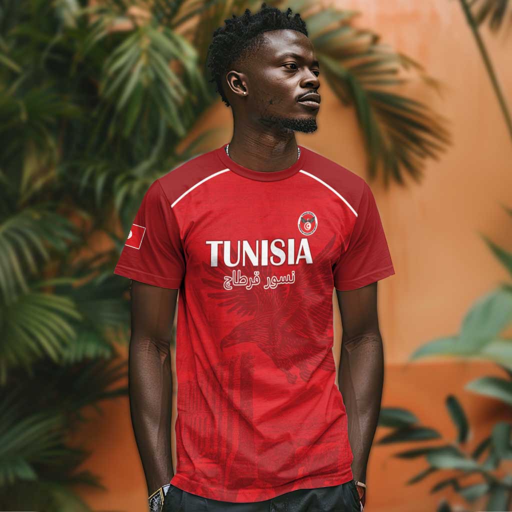 Custom Tunisia Football T shirt Eagles of Carthage Go Champion - Red Color - African Pride