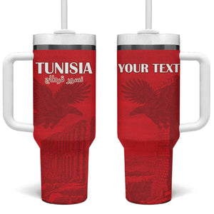 Custom Tunisia Football Tumbler With Handle Eagles of Carthage Go Champion - Red Color - African Pride