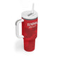 Custom Tunisia Football Tumbler With Handle Eagles of Carthage Go Champion - Red Color - African Pride