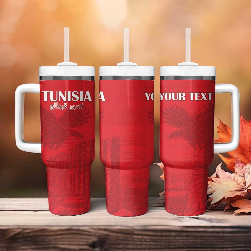 Custom Tunisia Football Tumbler With Handle Eagles of Carthage Go Champion - Red Color - African Pride