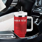 Custom Tunisia Football Tumbler With Handle Eagles of Carthage Go Champion - Red Color - African Pride