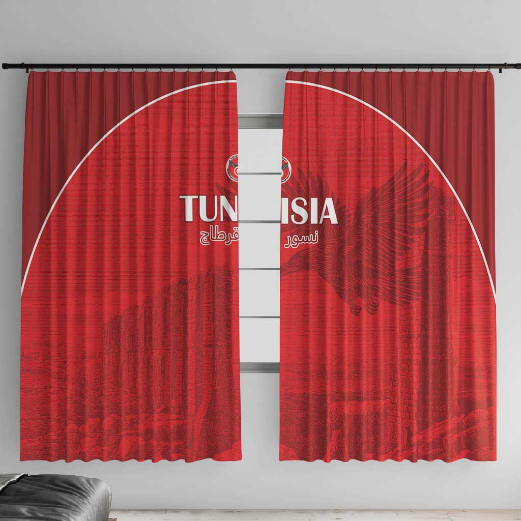 Tunisia Football Window Curtain Eagles of Carthage Go Champion - Red Color - African Pride