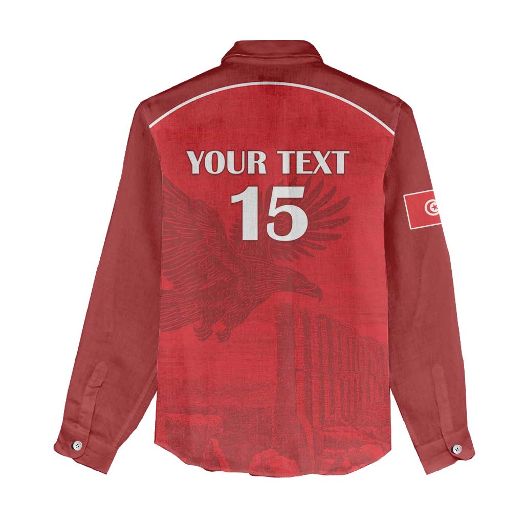 Custom Tunisia Football Women Casual Shirt Eagles of Carthage Go Champion - Red Color - African Pride