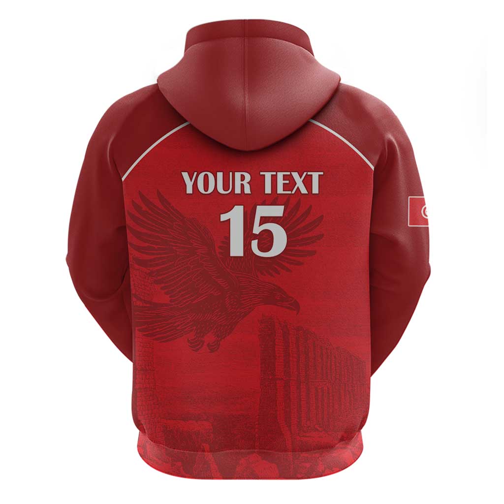 Custom Tunisia Football Zip Hoodie Eagles of Carthage Go Champion - Red Color - African Pride