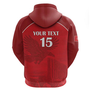 Custom Tunisia Football Zip Hoodie Eagles of Carthage Go Champion - Red Color - African Pride