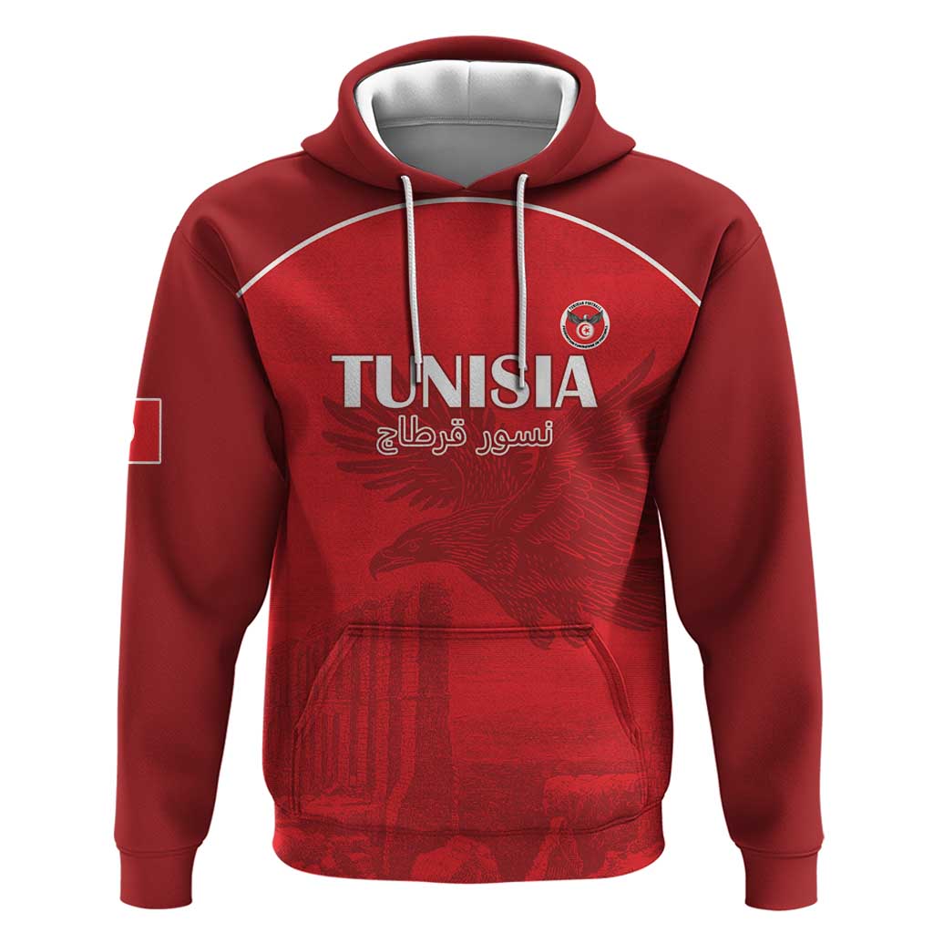 Custom Tunisia Football Zip Hoodie Eagles of Carthage Go Champion - Red Color - African Pride