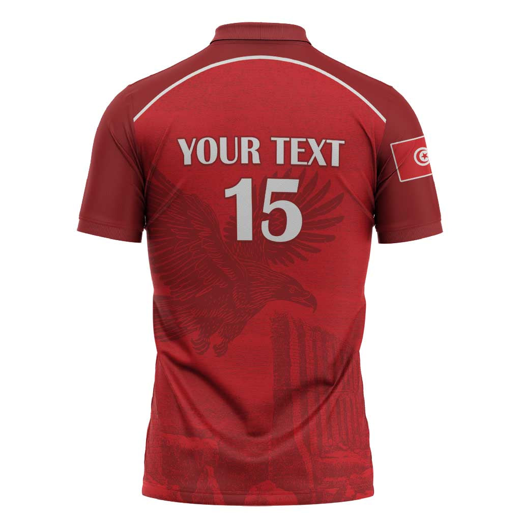Custom Tunisia Football Zipper Polo Shirt Red Eagles of Carthage