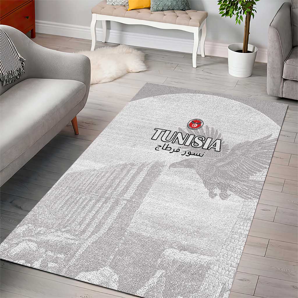 Tunisia Football Area Rug Eagles of Carthage Go Champion - White Color - African Pride