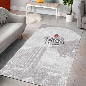 Tunisia Football Area Rug Eagles of Carthage Go Champion - White Color - African Pride