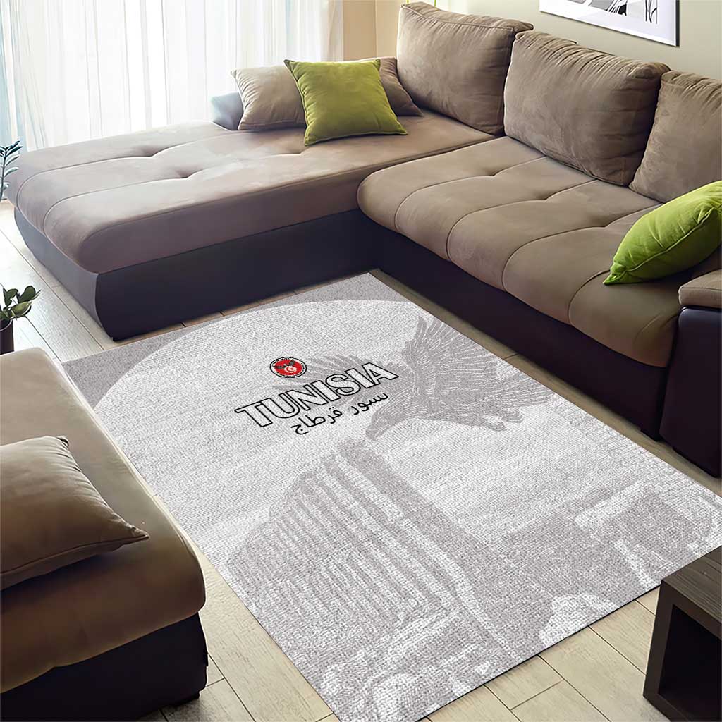 Tunisia Football Area Rug Eagles of Carthage Go Champion - White Color - African Pride