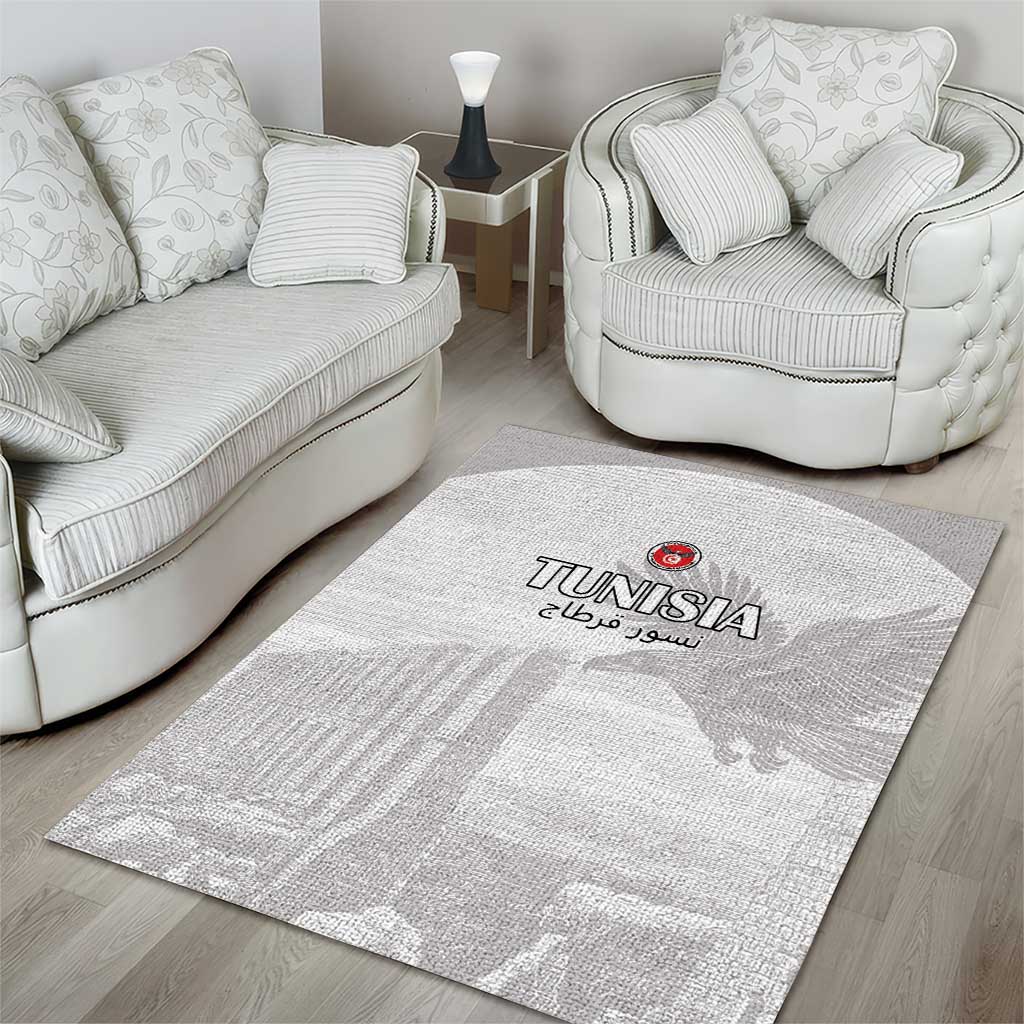 Tunisia Football Area Rug Eagles of Carthage Go Champion - White Color - African Pride