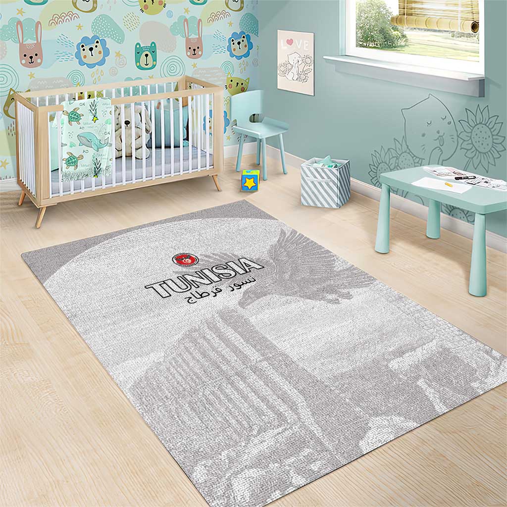 Tunisia Football Area Rug Eagles of Carthage Go Champion - White Color - African Pride