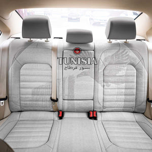 Tunisia Football Back Car Seat Cover Eagles of Carthage Go Champion - White Color - African Pride