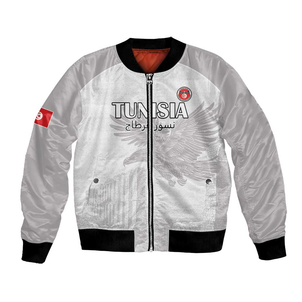 Custom Tunisia Football Bomber Jacket Eagles of Carthage Go Champion - White Color - African Pride