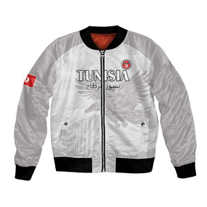 Custom Tunisia Football Bomber Jacket Eagles of Carthage Go Champion - White Color - African Pride