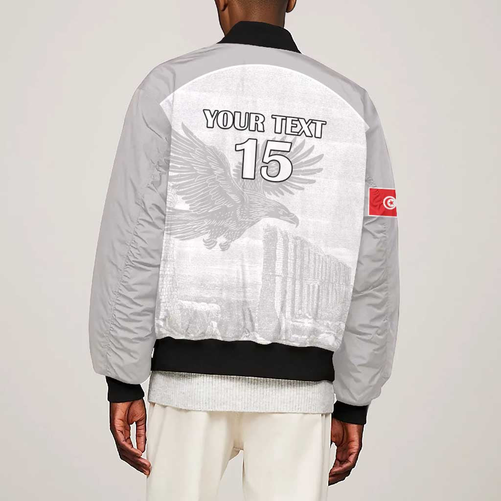 Custom Tunisia Football Bomber Jacket Eagles of Carthage Go Champion - White Color - African Pride