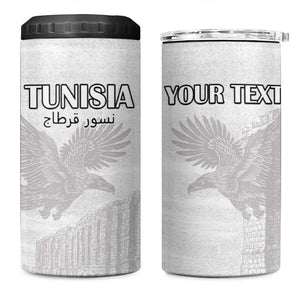 Custom Tunisia Football 4 in 1 Can Cooler Tumbler Eagles of Carthage Go Champion - White Color - African Pride