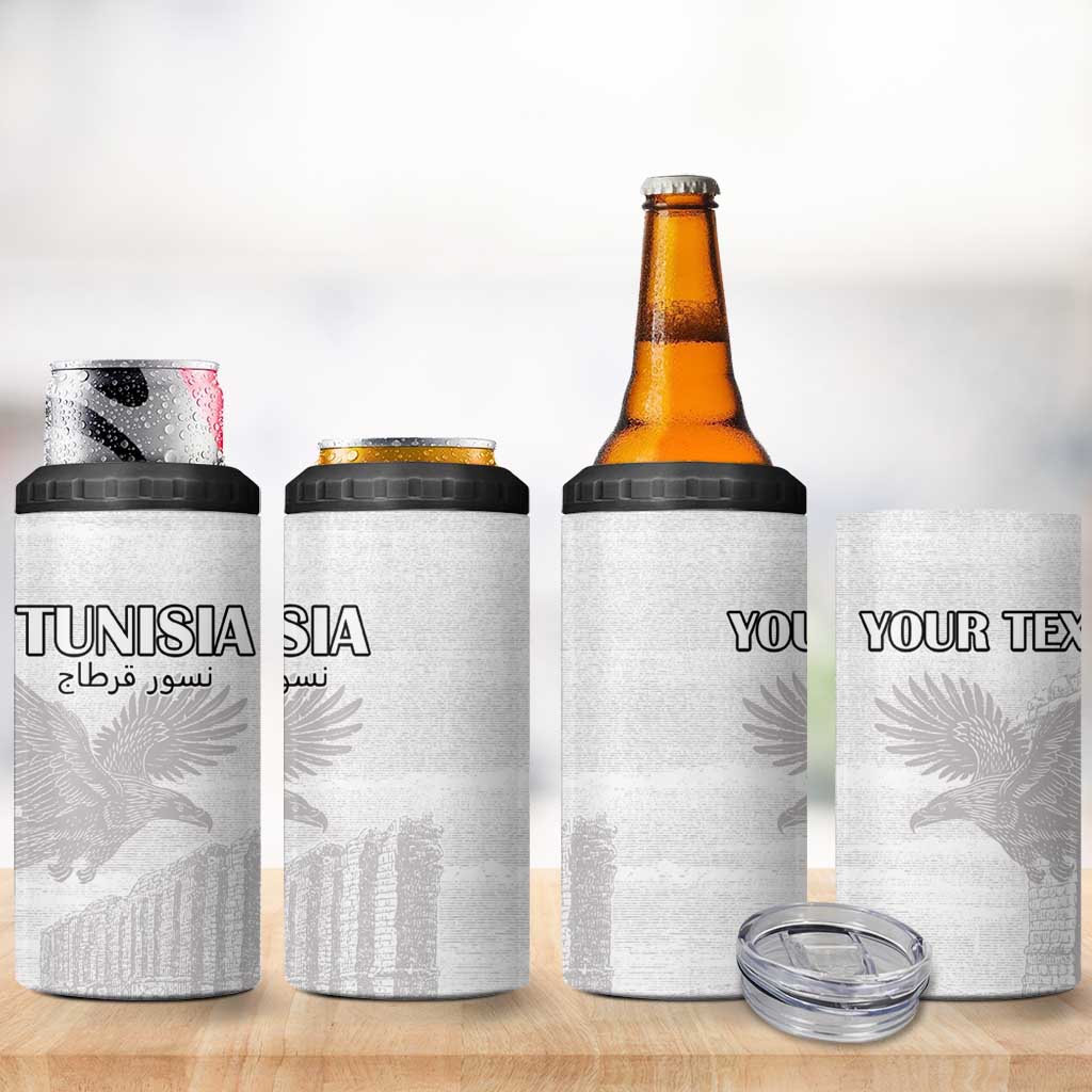 Custom Tunisia Football 4 in 1 Can Cooler Tumbler Eagles of Carthage Go Champion - White Color - African Pride