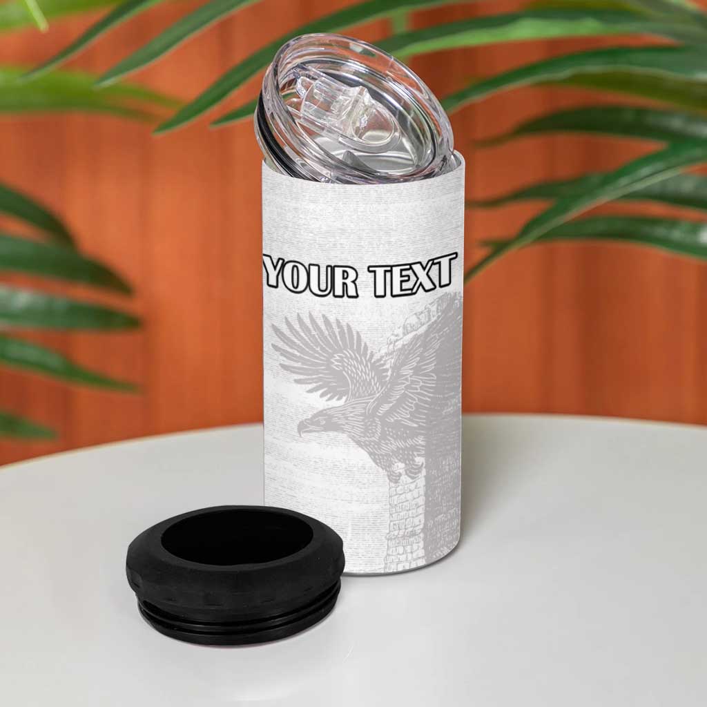 Custom Tunisia Football 4 in 1 Can Cooler Tumbler Eagles of Carthage Go Champion - White Color - African Pride