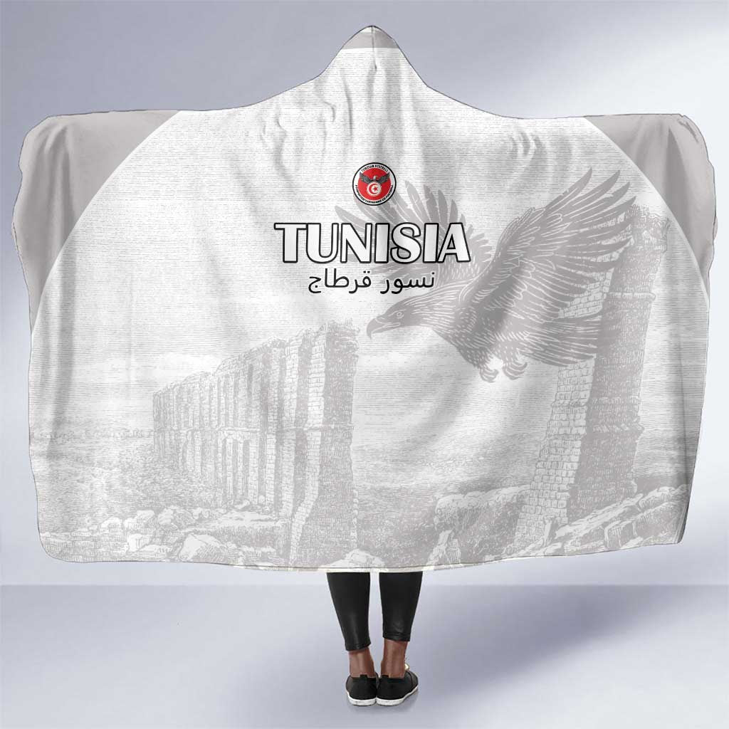 Tunisia Football Hooded Blanket Eagles of Carthage Go Champion - White Color - African Pride