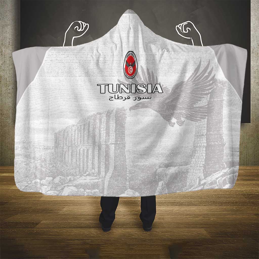 Tunisia Football Hooded Blanket Eagles of Carthage Go Champion - White Color - African Pride