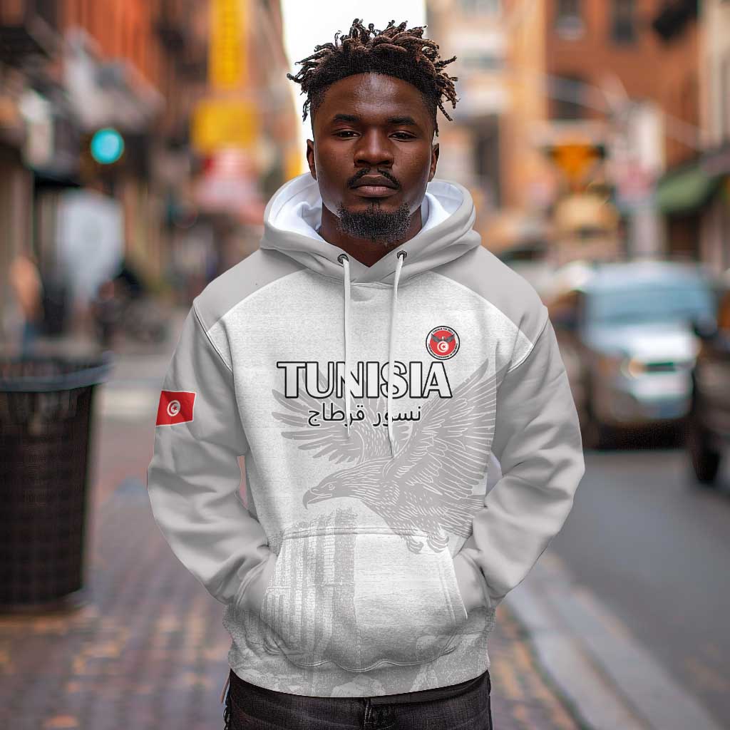 Custom Tunisia Football Hoodie Eagles of Carthage Go Champion - White Color - African Pride