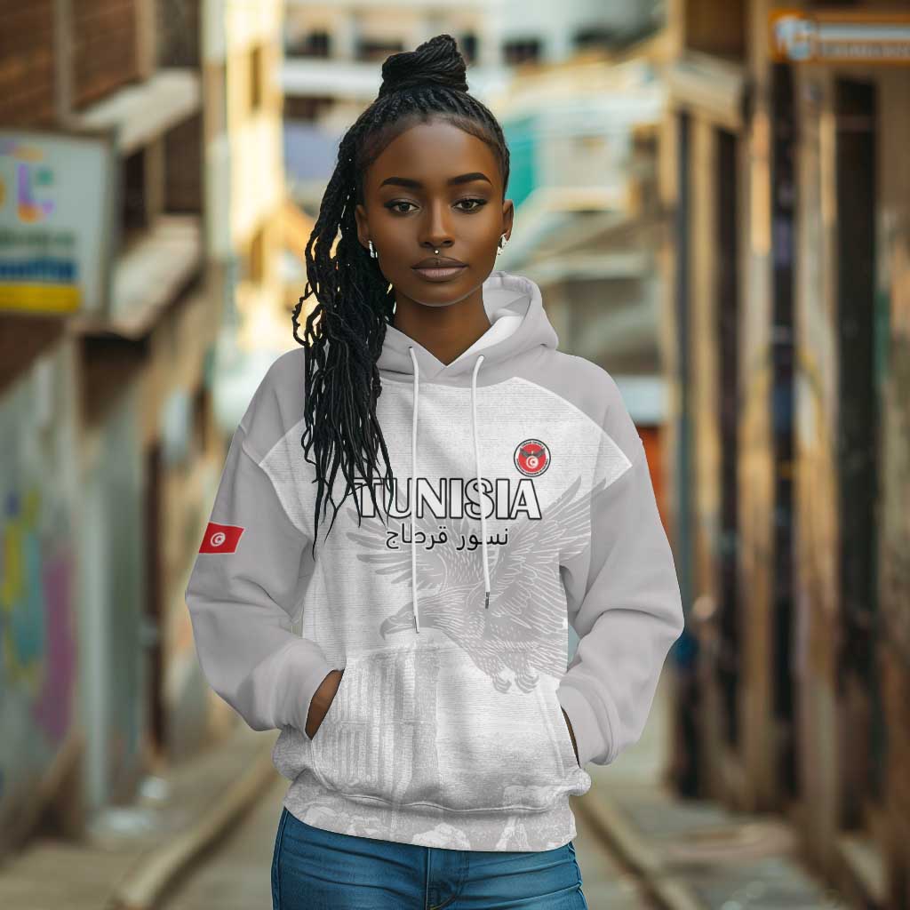 Custom Tunisia Football Hoodie Eagles of Carthage Go Champion - White Color - African Pride