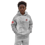 Custom Tunisia Football Kid Hoodie Eagles of Carthage Go Champion - White Color - African Pride