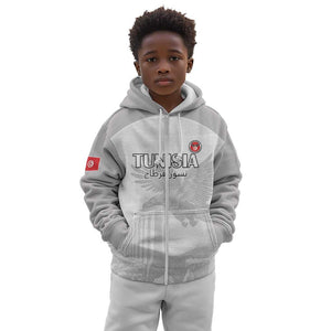 Custom Tunisia Football Kid Hoodie Eagles of Carthage Go Champion - White Color - African Pride