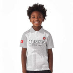 Custom Tunisia Football Kid Polo Shirt Eagles of Carthage Go Champion - White Color - African Pride