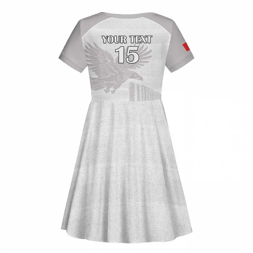 Custom Tunisia Football Kid Short Sleeve Dress Eagles of Carthage Go Champion - White Color - African Pride