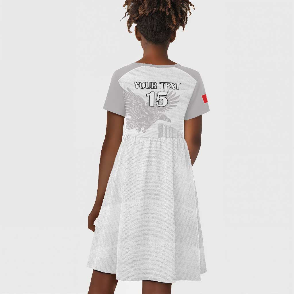 Custom Tunisia Football Kid Short Sleeve Dress Eagles of Carthage Go Champion - White Color - African Pride
