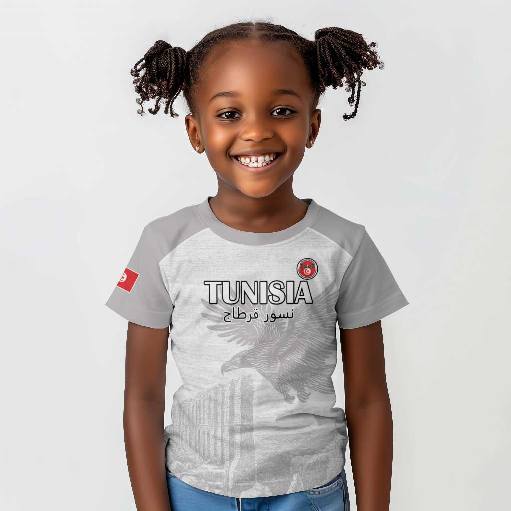 Custom Tunisia Football Kid T shirt Eagles of Carthage Go Champion - White Color - African Pride