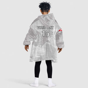 Custom Tunisia Football Kid Wearable Blanket Hoodie Eagles of Carthage Go Champion - White Color - African Pride