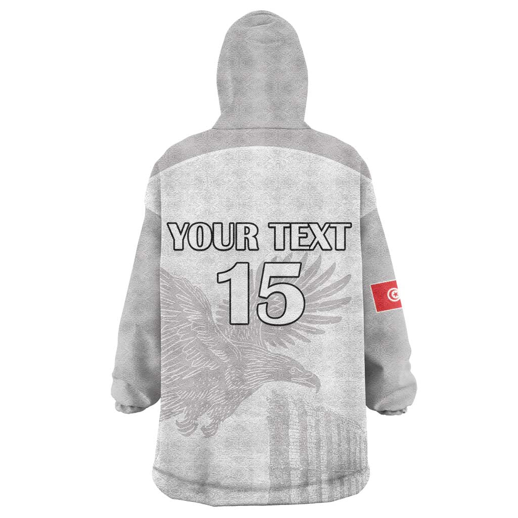 Custom Tunisia Football Kid Wearable Blanket Hoodie Eagles of Carthage Go Champion - White Color - African Pride