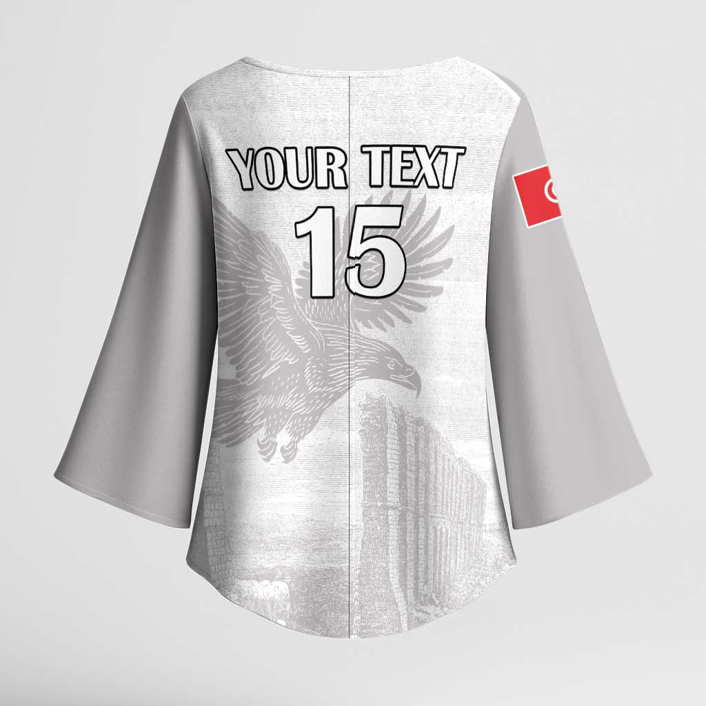 Custom Tunisia Football Kimono Sleeve Blouse White Eagles of Carthage