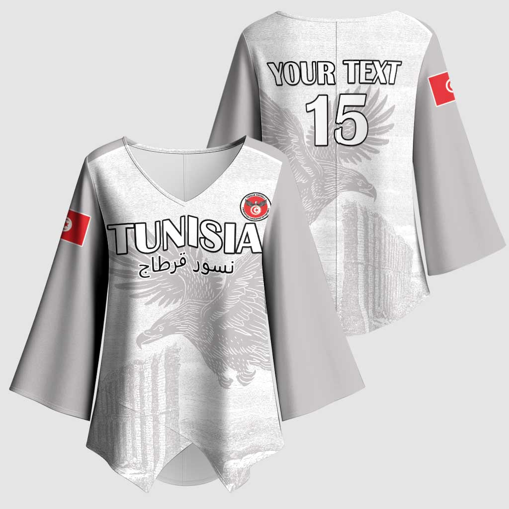 Custom Tunisia Football Kimono Sleeve Blouse White Eagles of Carthage