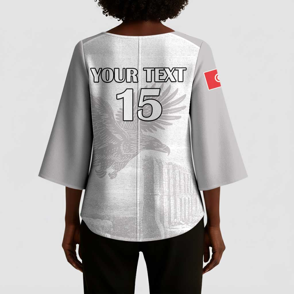 Custom Tunisia Football Kimono Sleeve Blouse White Eagles of Carthage