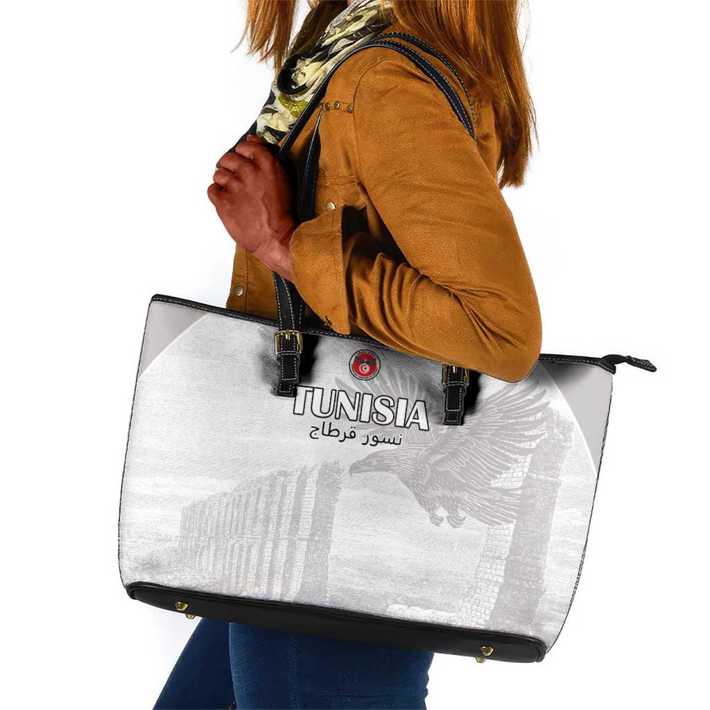 Tunisia Football Leather Tote Bag Eagles of Carthage Go Champion - White Color - African Pride