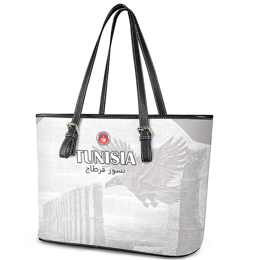 Tunisia Football Leather Tote Bag Eagles of Carthage Go Champion - White Color - African Pride