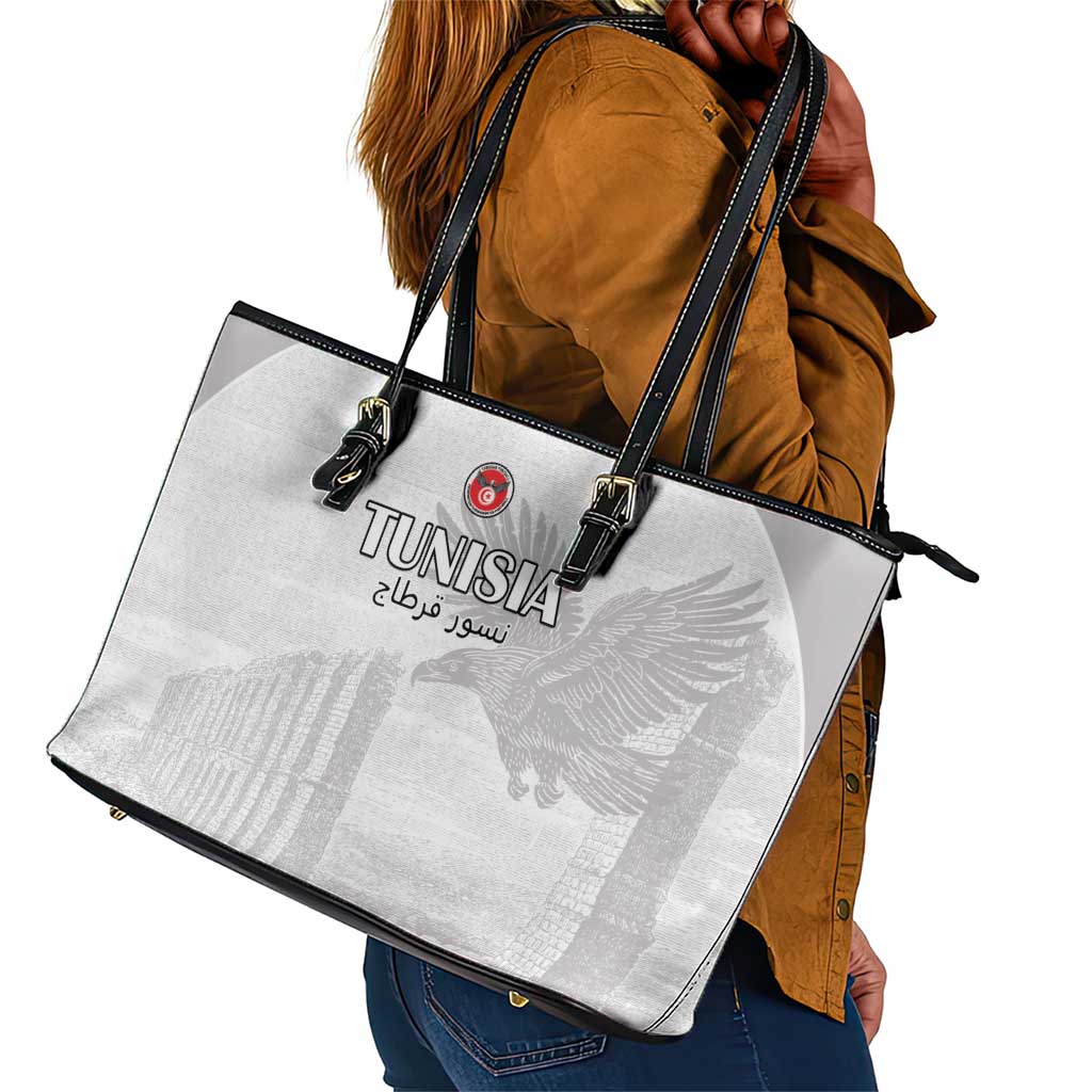 Tunisia Football Leather Tote Bag Eagles of Carthage Go Champion - White Color - African Pride
