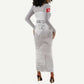 Custom Tunisia Football Long Sleeve Bodycon Dress Eagles of Carthage Go Champion - White Color - African Pride