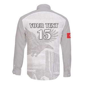 Custom Tunisia Football Long Sleeve Button Shirt Eagles of Carthage Go Champion - White Color - African Pride