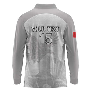 Custom Tunisia Football Long Sleeve Polo Shirt Eagles of Carthage Go Champion - White Color - African Pride