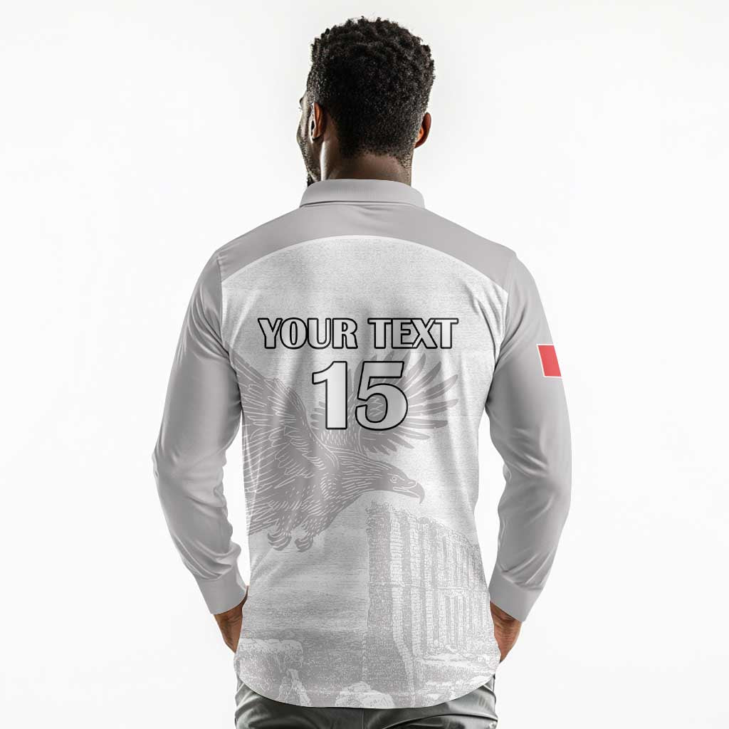 Custom Tunisia Football Long Sleeve Polo Shirt Eagles of Carthage Go Champion - White Color - African Pride