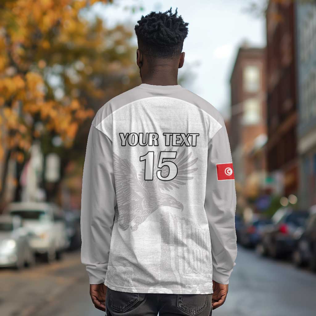 Custom Tunisia Football Long Sleeve Shirt Eagles of Carthage Go Champion - White Color - African Pride